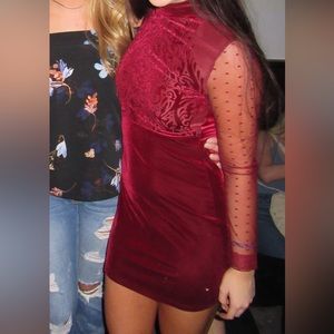 Free People dress. Red velvet size XS